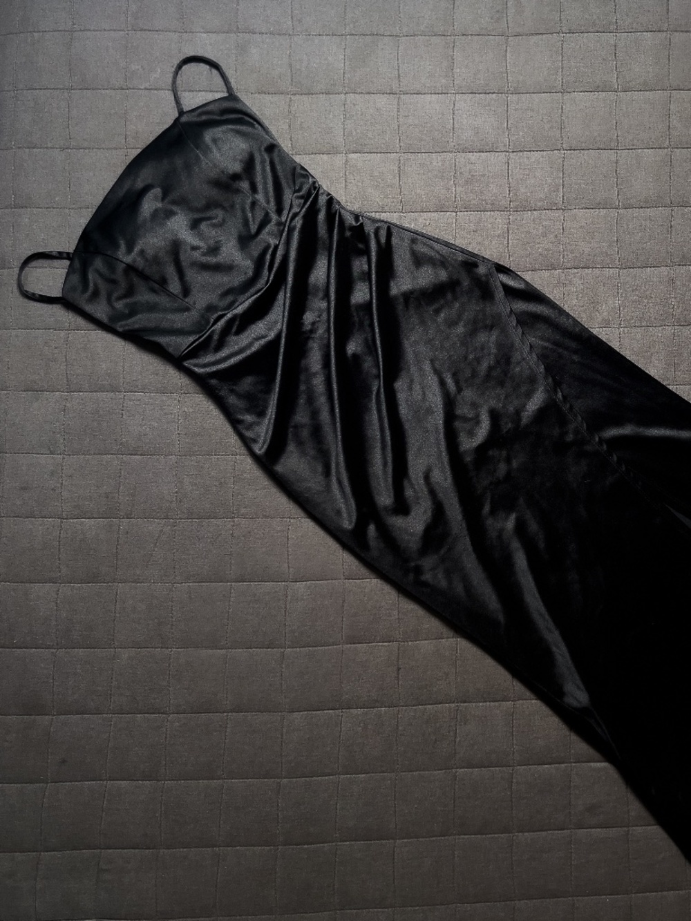 Black Satin Fitted Dress